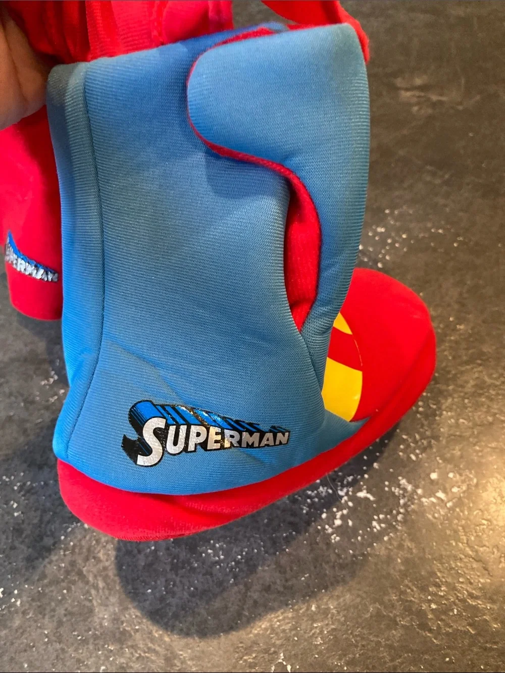 Boys Superman blue red house shoes cape boots size 7-8
